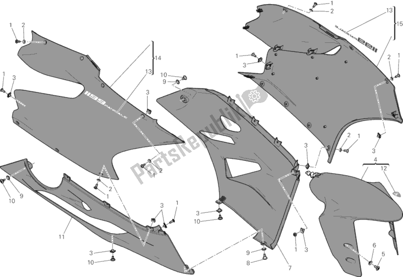 Tutte le parti per il Carenatura del Ducati Superbike 1199 Panigale ABS USA 2014